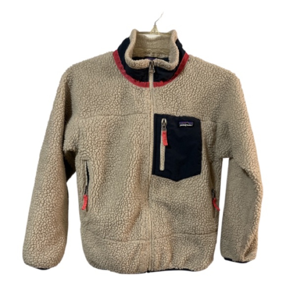 Patagonia Girls M 10 Full Zip Tan Fleece Jacket